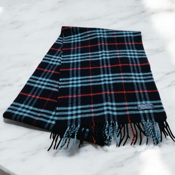 Burberrys Lambswool Scarf - Blue Nova Check - Made in England - Picture 3 of 6
